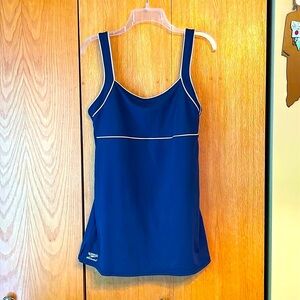 Speedo VINTAGE 1 PC Swim Dress Black Maillot Swimsuit SIZE 12 navy blue VGUC